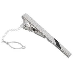 Зажим для галстука "Классика", полосы с эмалью, цвет серебристо-чёрный