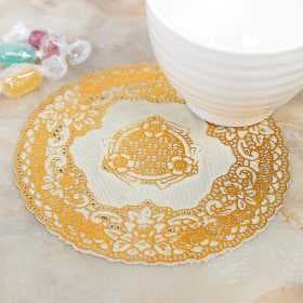 Салфетка ажурная ПВХ d=12 см "Круговорот", цвет золото