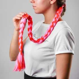 Коса на резинке, 80 см, цвет розовый