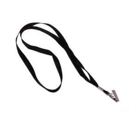 Лента для бейджа, ширина-10 мм, длина-80 см, с металлической прищепкой, чёрная