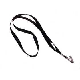 Лента для бейджа, ширина-10 мм, длина-80 см, с металлической прищепкой, чёрная