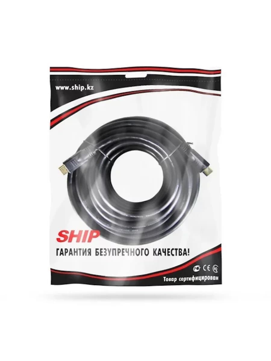 Интерфейсный кабель SHIP SH6031-10P, HDMI-HDMI, 30В, Пол. пакет, Контакты с золотым напылением, 10 м, Чёрный