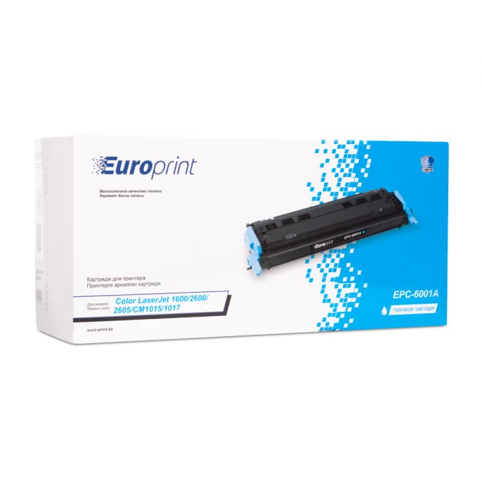 Картридж Europrint EPC-6001A, Синий, Для принтеров HP Color LaserJet 1600/2600/2605/CM1015/ 1017, 2000 страниц.