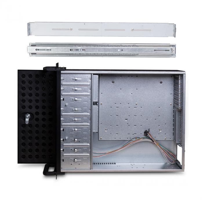Компьютерный корпус с салазками Delux DLC-MU415, ATX, 19" 4U, 55*43*17,6 см, салазки DLA-419, Чёрный, Без Б/П, Заводская Сборка (Оригинал)