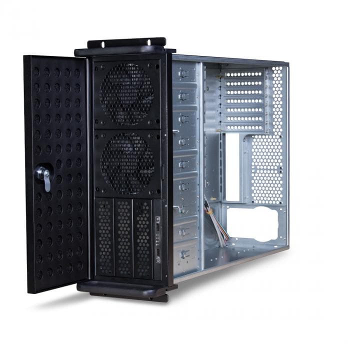 Компьютерный корпус с салазками Delux DLC-MU415, ATX, 19" 4U, 55*43*17,6 см, салазки DLA-419, Чёрный, Без Б/П, Заводская Сборка (Оригинал)