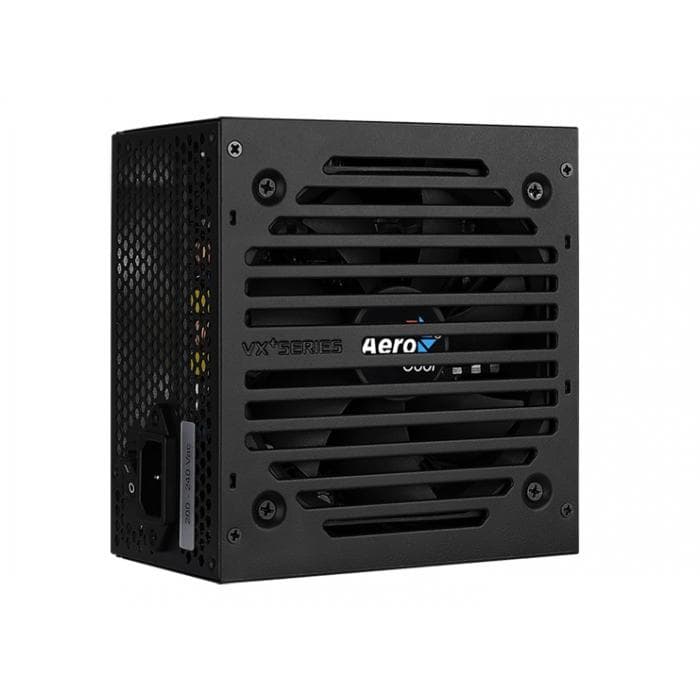 Блок питания Aerocool VX PLUS 600, 600W, ATX, None-PFC, 20+4pin, 4+4pin, 4*Sata, 3*Molex, 1*FDD, 2*PCI-E 6+2pin, Вентилятор 12см, кабель питания, Чёрный