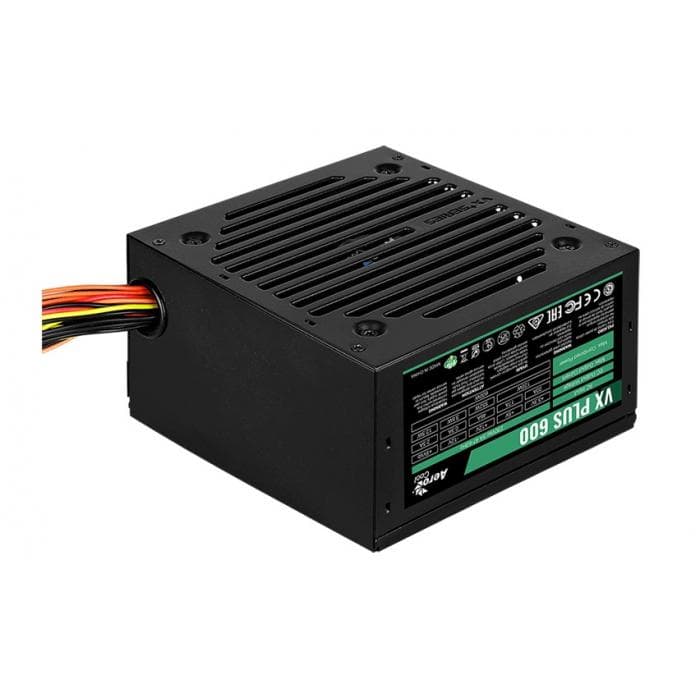 Блок питания Aerocool VX PLUS 600, 600W, ATX, None-PFC, 20+4pin, 4+4pin, 4*Sata, 3*Molex, 1*FDD, 2*PCI-E 6+2pin, Вентилятор 12см, кабель питания, Чёрный