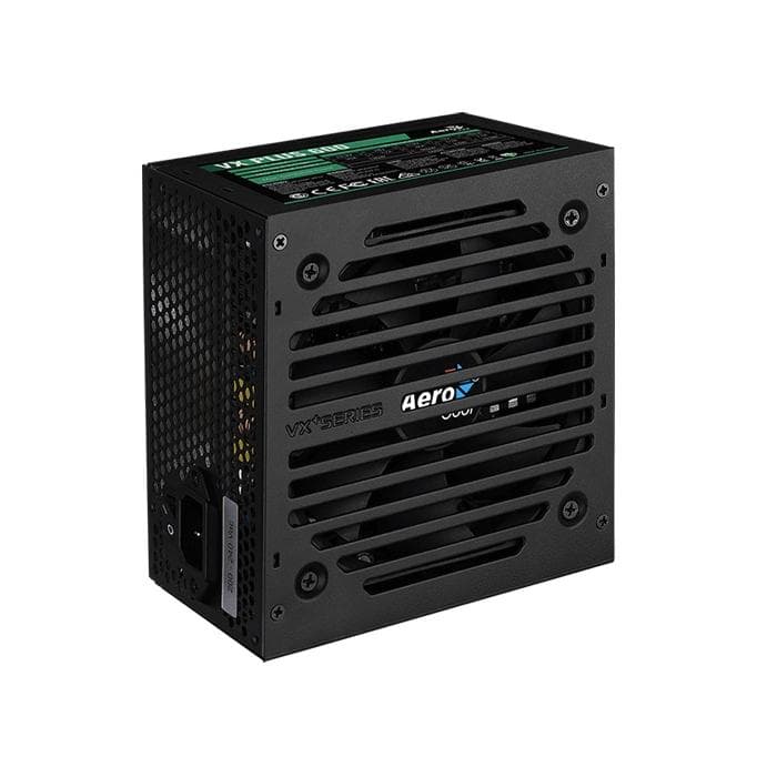 Блок питания Aerocool VX PLUS 600, 600W, ATX, None-PFC, 20+4pin, 4+4pin, 4*Sata, 3*Molex, 1*FDD, 2*PCI-E 6+2pin, Вентилятор 12см, кабель питания, Чёрный