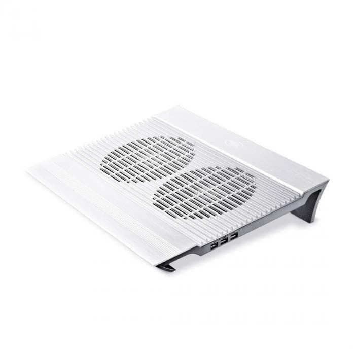 Охлаждающая подставка для ноутбука Deepcool N8 Silver DP-N24N-N8SR, 17", Вентилятор 2*14см, 1000±10%RPM, 4*USB 2.0, 25,1дБл, Габариты 380х278х55мм, Серебристый