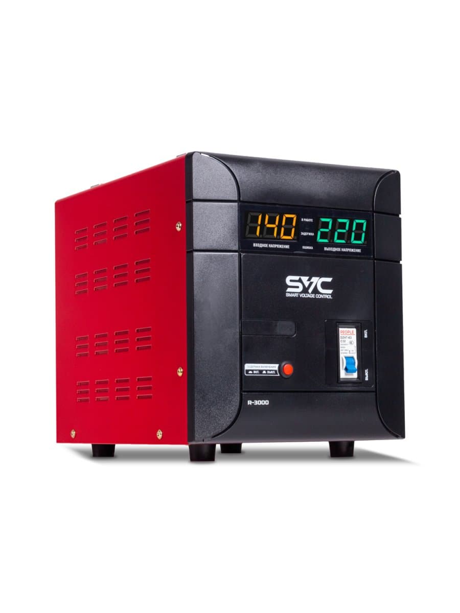 Стабилизатор (AVR) SVC R-3000, 3000ВА/3000Вт, Чёрно-красный