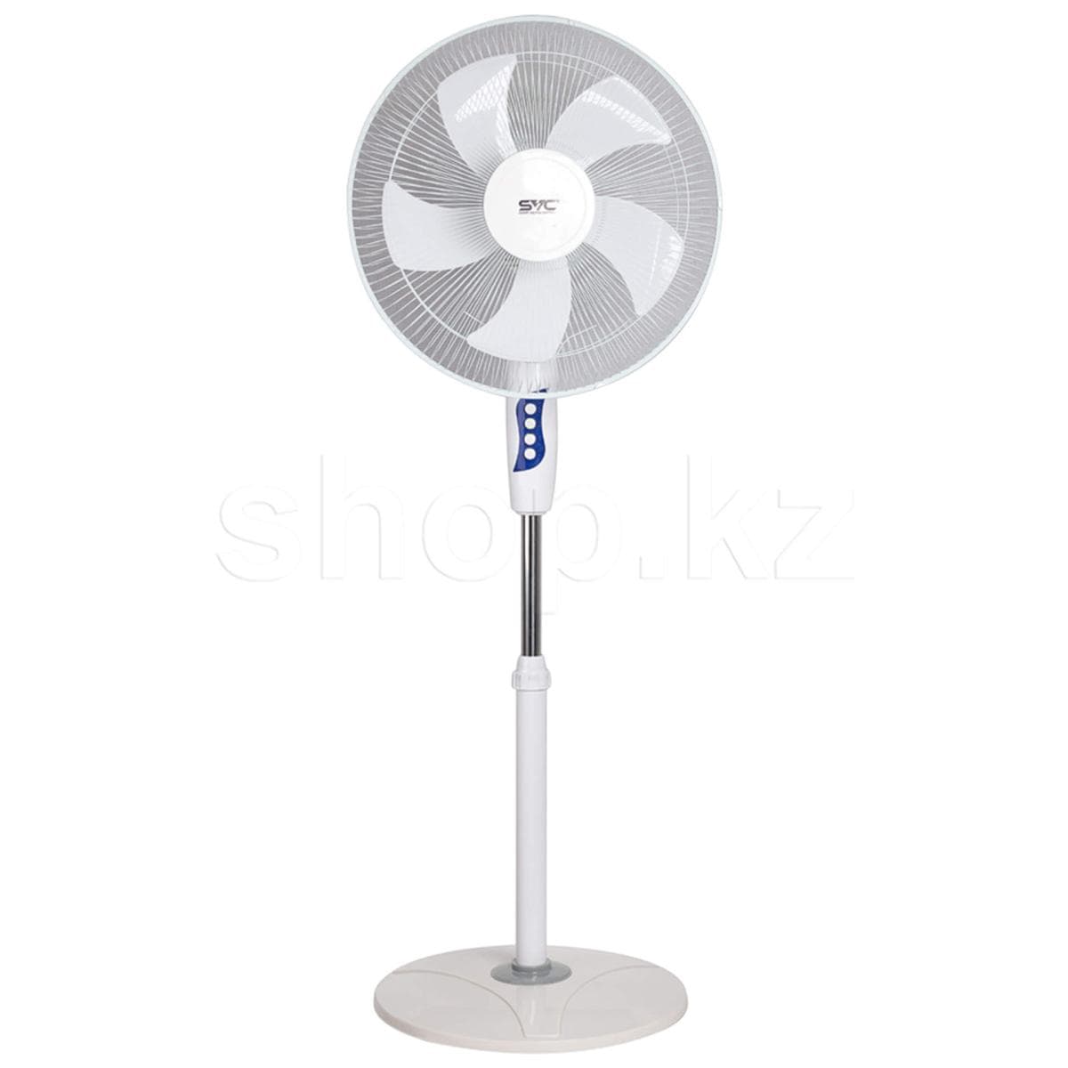 Вентилятор SVC AFN-1640, Напольный, Площадь обдува: 20м2, мощность: 40Вт, Диаметр: 16", Количество скоростей: 3, Автоповорот, Регулировка наклона и высоты, Круглое основание, Количество лопастей: 5, белый