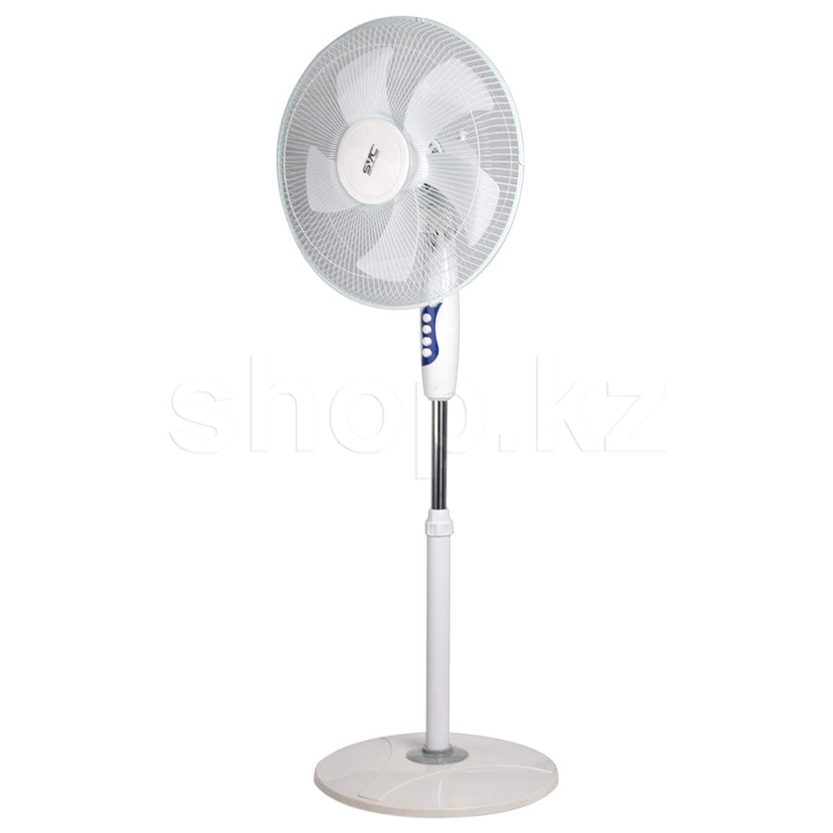 Вентилятор SVC AFN-1640, Напольный, Площадь обдува: 20м2, мощность: 40Вт, Диаметр: 16", Количество скоростей: 3, Автоповорот, Регулировка наклона и высоты, Круглое основание, Количество лопастей: 5, белый