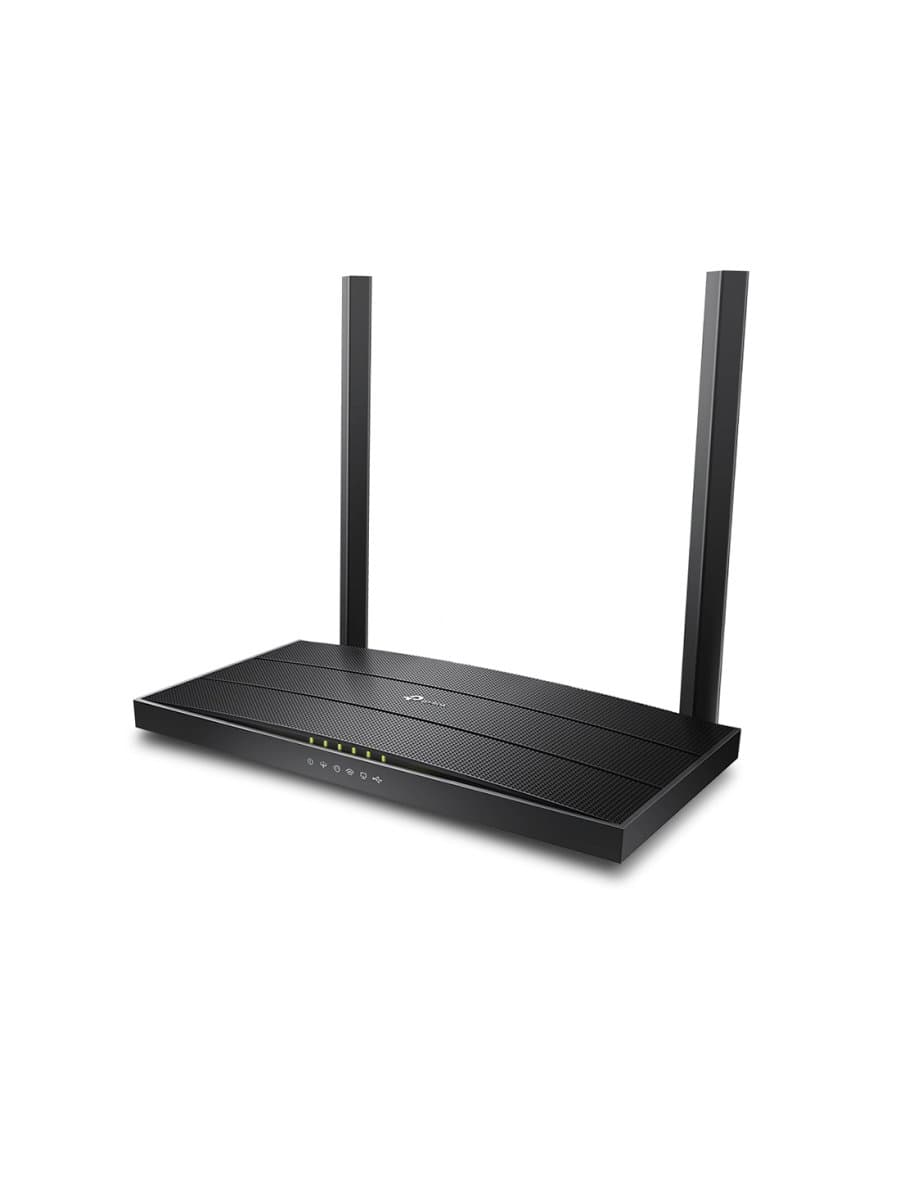 Модем TP-Link Archer VR400, 300 Мбит/с (2,4 ГГц) + до 867 Мбит/с (5 ГГц), 3xLAN 10/100/1000 Мбит/с RJ45, 1xLAN/WAN 10/100/1000 Мбит/с (RJ45), 1xRJ11, 1xUSB 2.0, 2 внешие антенны