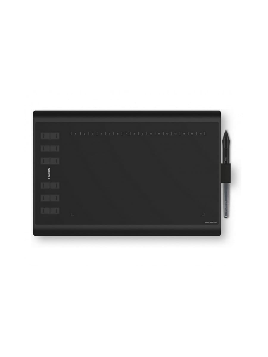Графический планшет Huion H1060P, Разрешение 5080 lpi, Чувствительность к нажатию 8192, Интерфейс USB, Рабочая область 254x158.8 мм. (11"х 6.875"), Чёрный