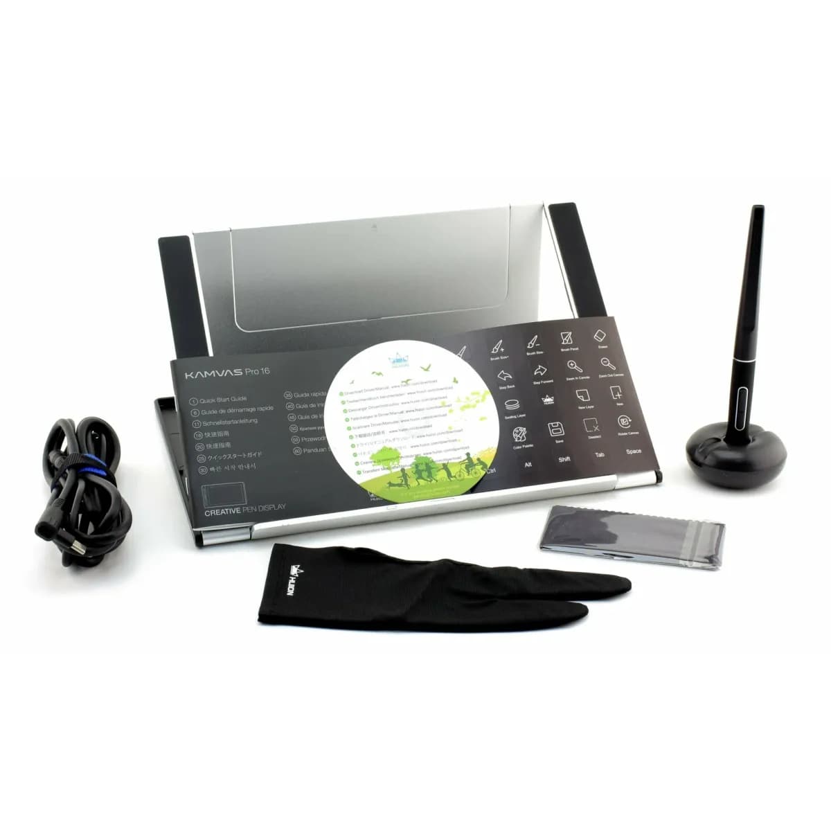 Графический планшет/монитор Huion Kamvas Pro 16 (GT-156), Разрешение 1920х1080, Яркость 220cd/m2, Матрица IPS, 5080 lpi, Чувствительность к нажатию 8192, Интерфейс USB, Рабочая область 293,76*165,24 мм., Чёрный