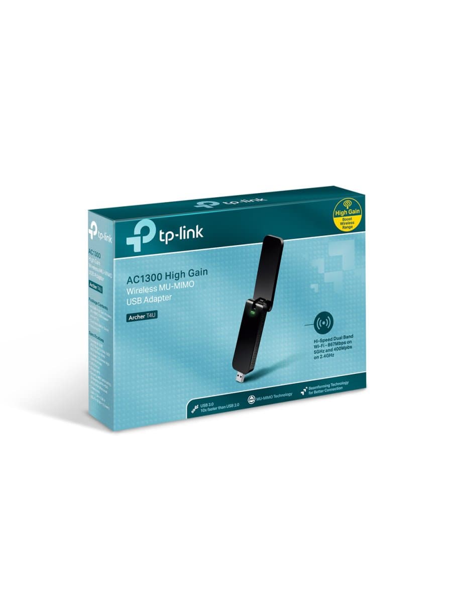 USB-адаптер TP-Link Archer T4U, 802.11a/ac/b/g/n, AC 1300, 5 ГГц/2.4 ГГц, USB 3.0