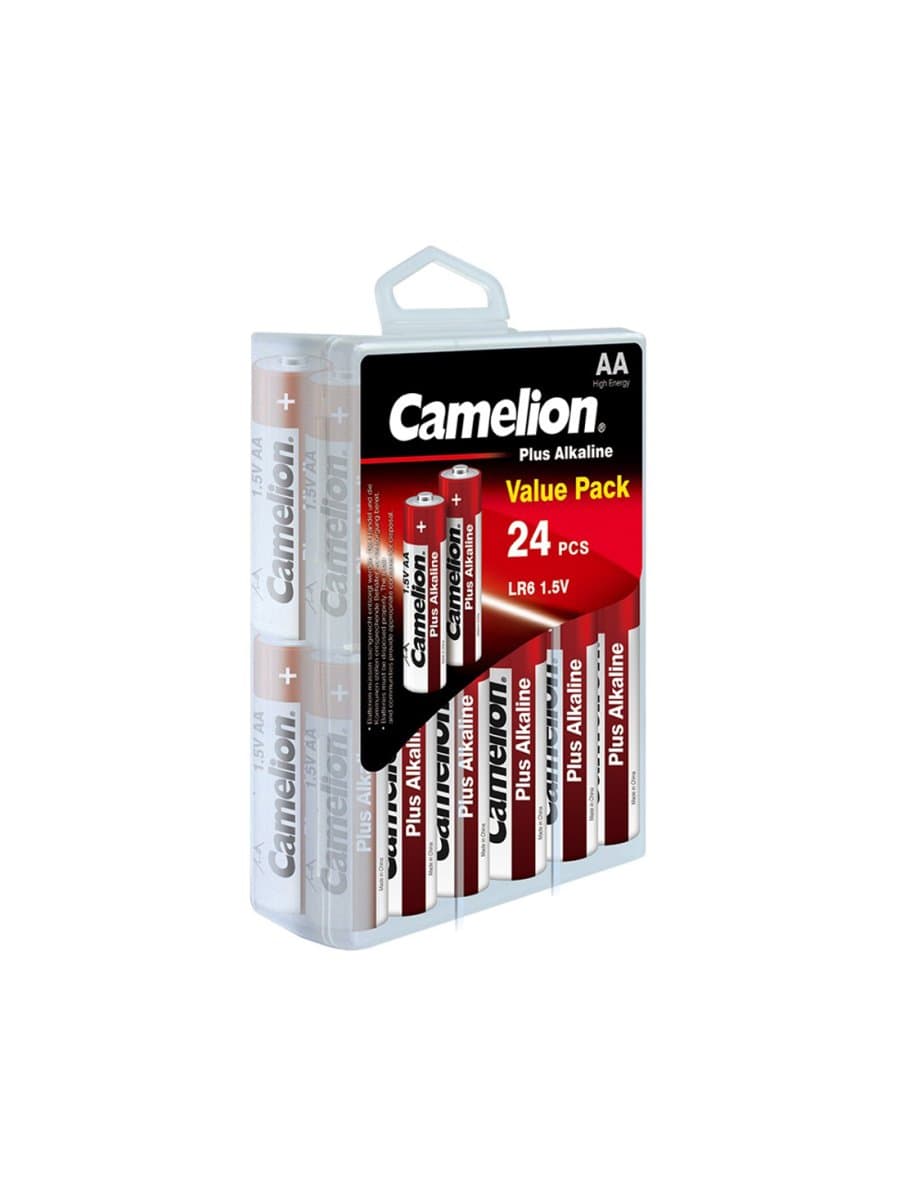 Батарейка CAMELION LR6-PBH24, Plus Alkaline, AA, 1.5V, 2700 mAh, 24 шт., Пластиковый кейс