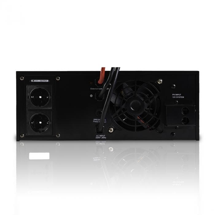 Инвертор SVC DI-600-F-LCD, мощность 600ВА/360Вт, Вход 12В и/или 220В, выход 220В (Чистая синусоида на выходе), диапазон работы AVR: 145-270В, Функция заряда батарей 10A, Чёрный