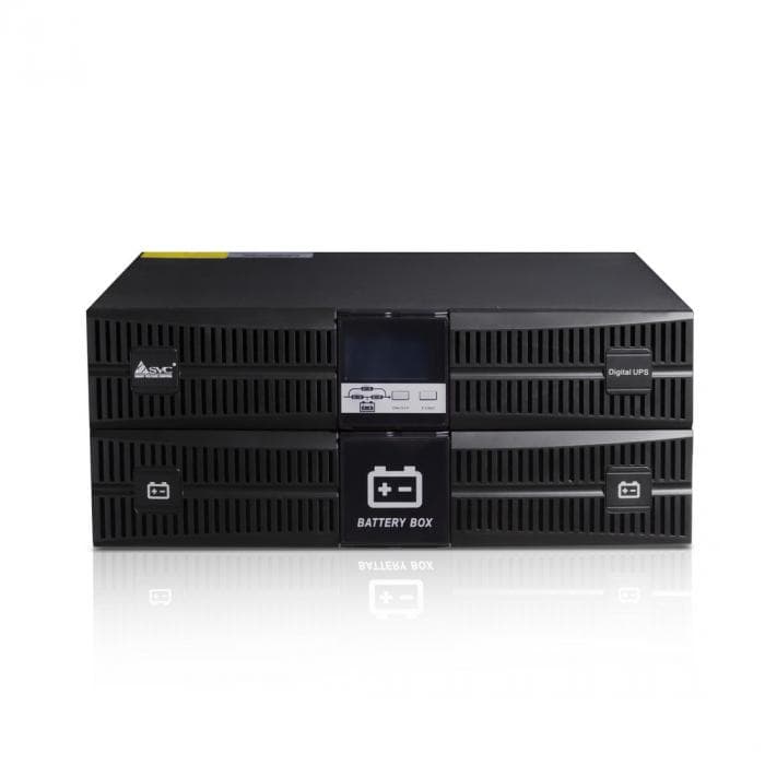 Источник бесперебойного питания SVC RT-2KL-LCD, мощность 2000ВА/1800Вт, Стоечный 19" 4U, RT-серия, On-Line, LCD\Tel.line\RS-232, SMART USB, диапазон работы AVR: 110-288В, Бат.: 12В/7Aч*6шт., Вентилятор: 8см*2шт., 4 вых., Чёрный