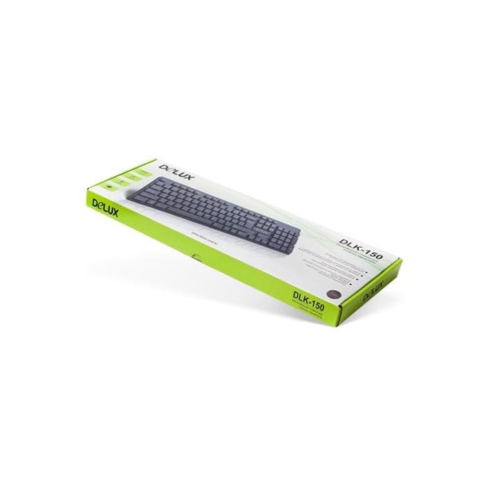 Клавиатура Delux DLK-150GB, Ультратонкая, Беспроводная 2.4ГГц, Кол-во стандартных клавиш 104, 12 мультимедиа-клавиш (FN), Размер: 433*124*20,7 мм., Анг/Рус/Каз, Чёрный