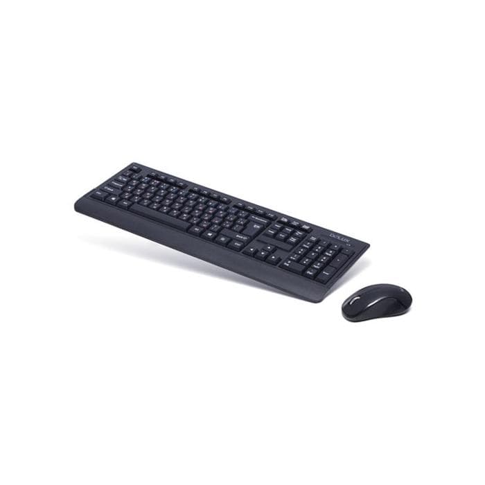 Комплект Клавиатура + Мышь Delux DLD-6091OGB, Беспроводной 2,4ГГц, Нано-ресивер, Оптическая мышь, 1000DPI, Кол-во стандартных клавиш 104, Чёрный