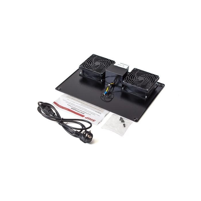 Вентиляторная панель с термостатом SHIP 700402112Т, 2 x 12 см, Питание 220V, Чёрный