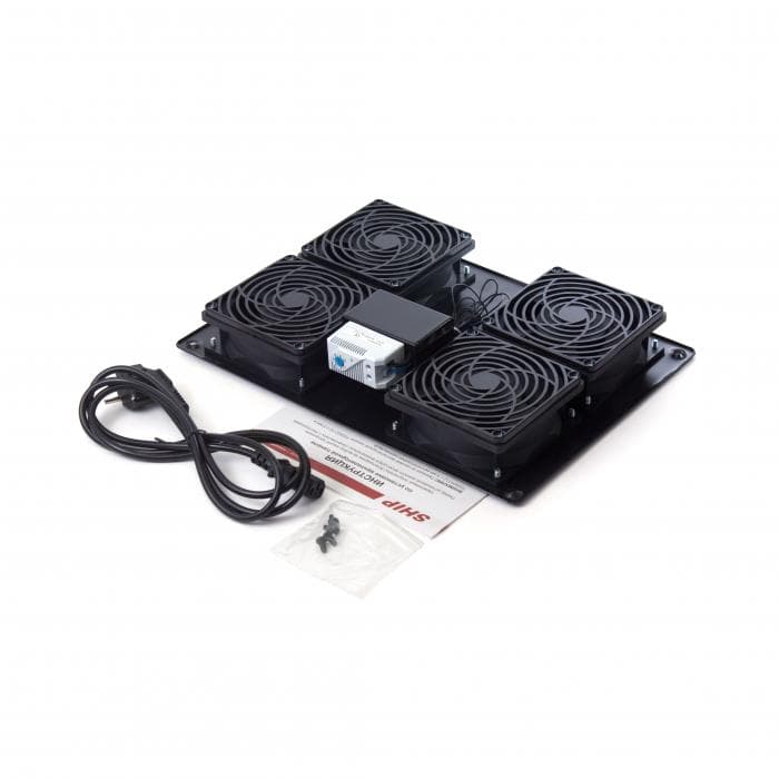 Вентиляторная панель с термостатом SHIP 700404112Т, 4 х 12 см, Питание 220V, Чёрный