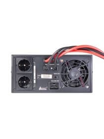 Инвертор SVC DIL-1200 (1000W), Вход 12В и/или 220В, выход 220В, (Чистая синусоида на выходе), Функция заряда батарей 20A, Чёрный