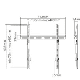 Кронштейн для ТВ и мониторов Brateck KL14-44F, S-Series, Макс. нагрузка-50 кг, Диагональ экрана от 32" до 55", Чёрный