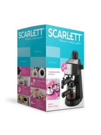 Кофеварка рожковая Scarlett SC-CM33004, Давление 3.5 бар, Объем 240 мл, Съемный многоразовый фильтр, мощность 800 Вт, Длина шнура 0.8м, Черный