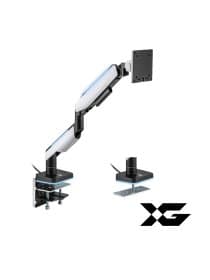 Настольный кронштейн с газлифтом ХG MGG-1749 white, для мониторов 17"49", Нагрузка 20 кг., Наклон + 50°~- 20°, Поворот +/- 90°, Вращение монитора +/- 180°, VESA 75x75,100x100, белый
