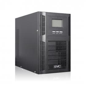 Источник бесперебойного питания SVC PT-2K-LCD, мощность 2000ВА/1600Вт, PT-серия, On-Line, LCD\USB\RS-232, SMART, диапазон работы AVR: 115-300В, Бат.: 12В/7.5Aч*6шт., Вентилятор: 8см*2шт., 4 вых., Чёрный