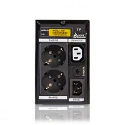 Источник бесперебойного питания SVC V-650-F, мощность 650ВА/400Вт, диапазон работы AVR: 165-275В, Бат.: 12В/9 Ач*1шт., 3 вых.: 2 Shuko CEE7+1 IEC C13 (Bypass), Чёрный