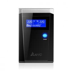 Источник бесперебойного питания SVC V-800-F-LCD, Smart, USB, мощность 800ВА/480Вт, диапазон работы AVR: 165-275В, Бат.: 12В/9 Ач*1шт., 3 вых.: 2 Shuko CEE7+1 IEC C13 (Bypass), защита тел. линии, Чёрный