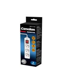 Удлинитель Camelion CMS-113-3M, 10A/250V, 3 розетки, 3 метра, 220-250В, 10А, картонная коробка, белый
