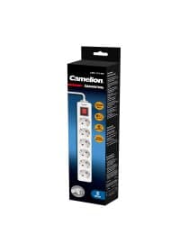 Удлинитель Camelion CMS-116-2M, 10A/250V, 6 розеток, 2 метра, 220-250В, 10А, картонная коробка, белый