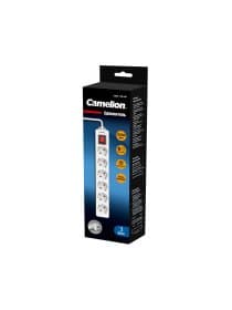 Удлинитель Camelion CMS-116-3M, 10A/250V, 6 розетки, 3 метра, 220-250В, 10А, картонная коробка, белый