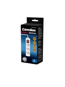 Удлинитель Camelion CMS-113-5M, 10A/250V, 3 розетки, 5 метра, 220-250В, 10А, картонная коробка, белый