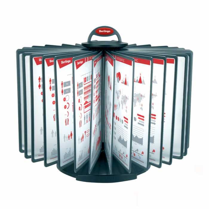 Демосистема настольная с 30 серыми панелями Berlingo, вращающаяся