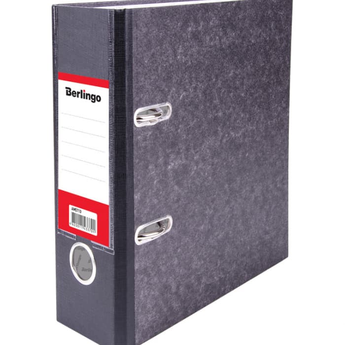 Папка-регистратор Berlingo "Standard", 70мм, А5, мрамор, с карманом на корешке, черная