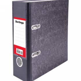 Папка-регистратор Berlingo "Standard", 70мм, А5, мрамор, с карманом на корешке, черная