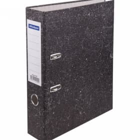 Папка-регистратор OfficeSpace 70мм, мрамор, черная,  бюджет