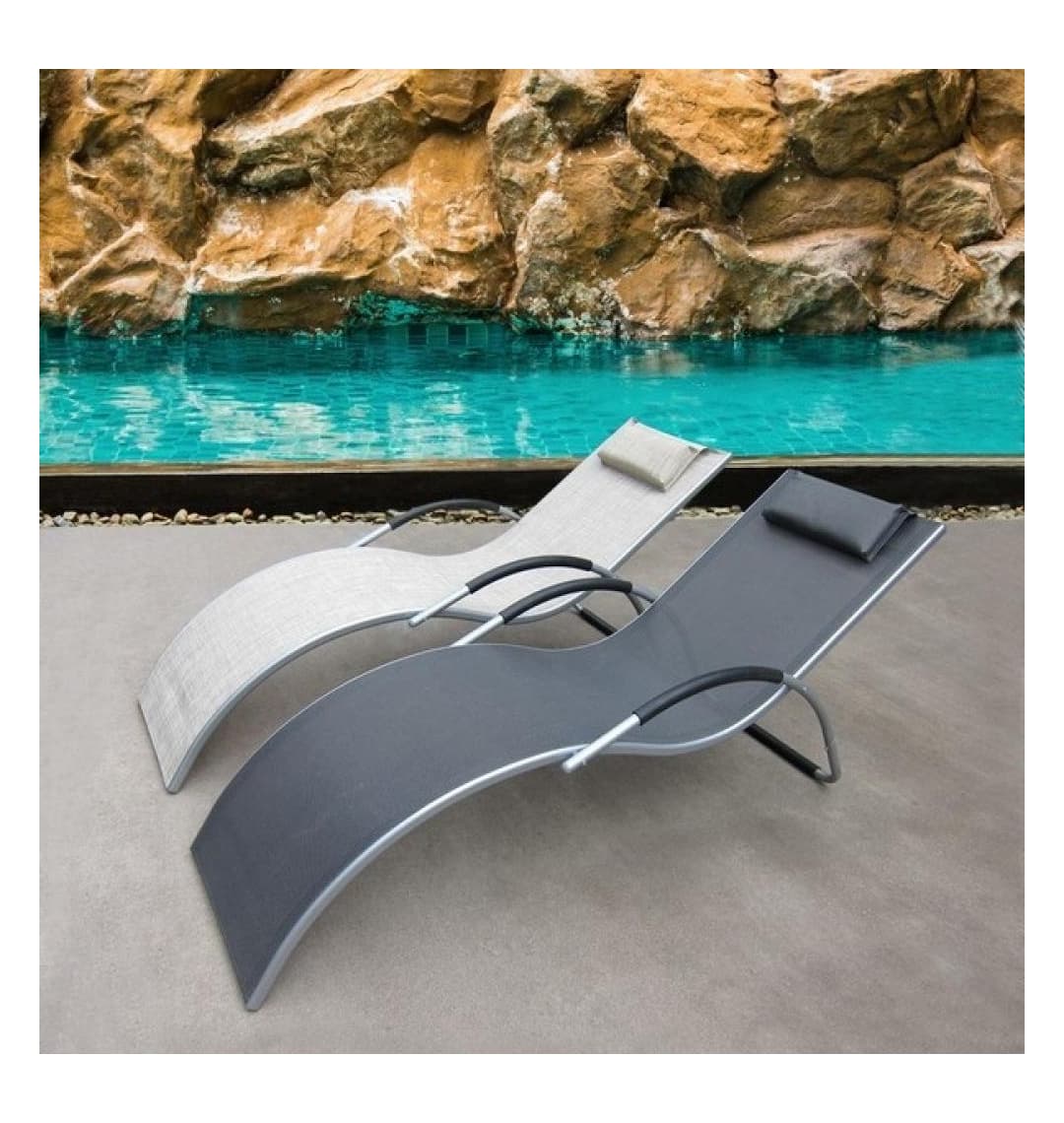 Шезлонг-лежак Грация-1 MC-3039GA Silver-Black