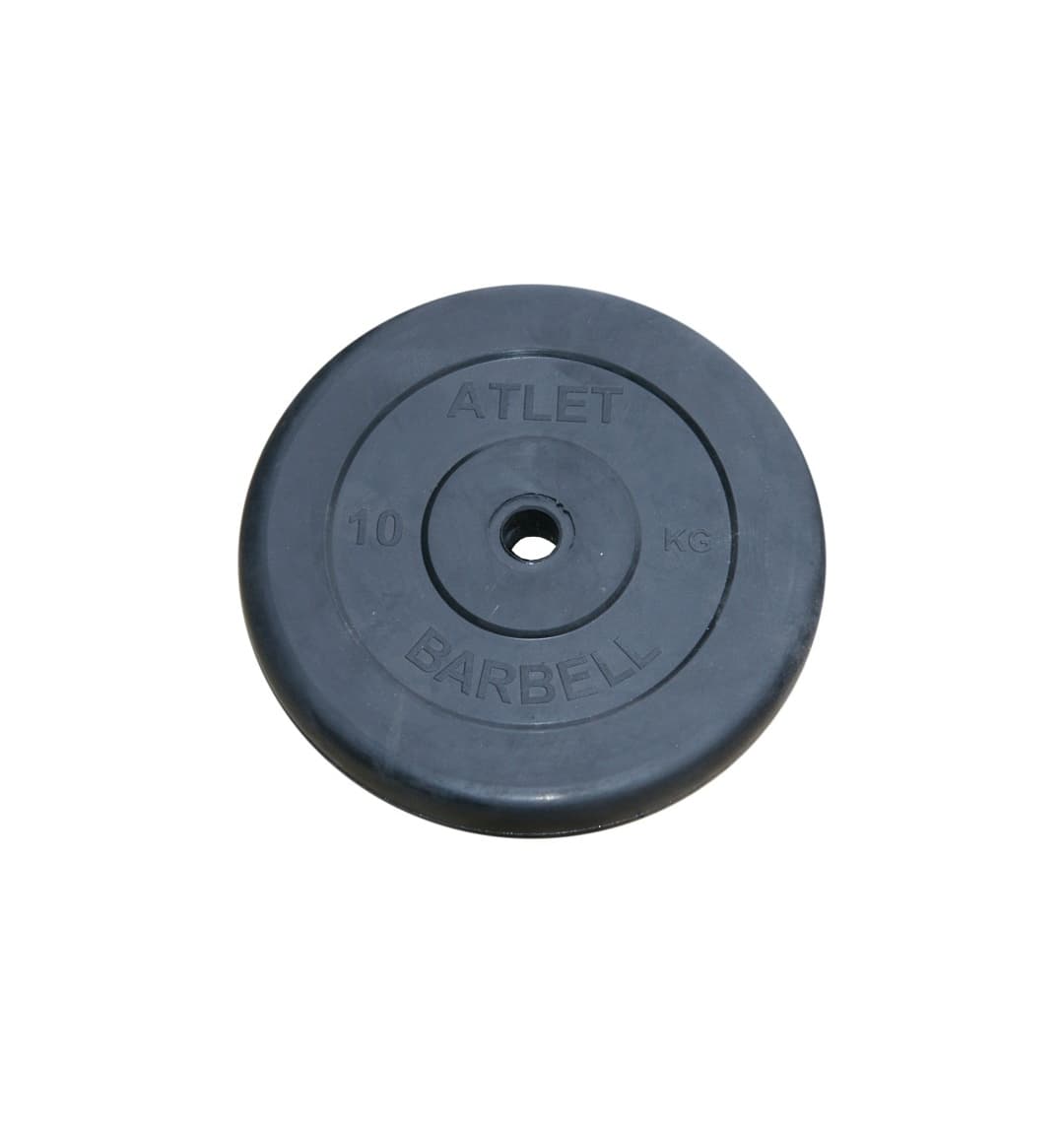 Диск обрезиненный, чёрного цвета, 26 мм, 10 кг Atlet
