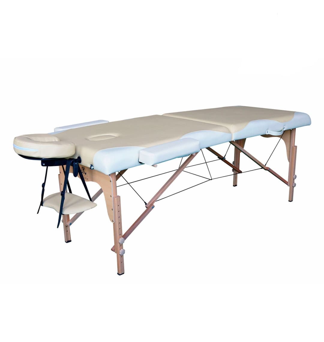 Массажный стол DFC NIRVANA, Relax, дерев. ножки, цвет бежевый + кремовый