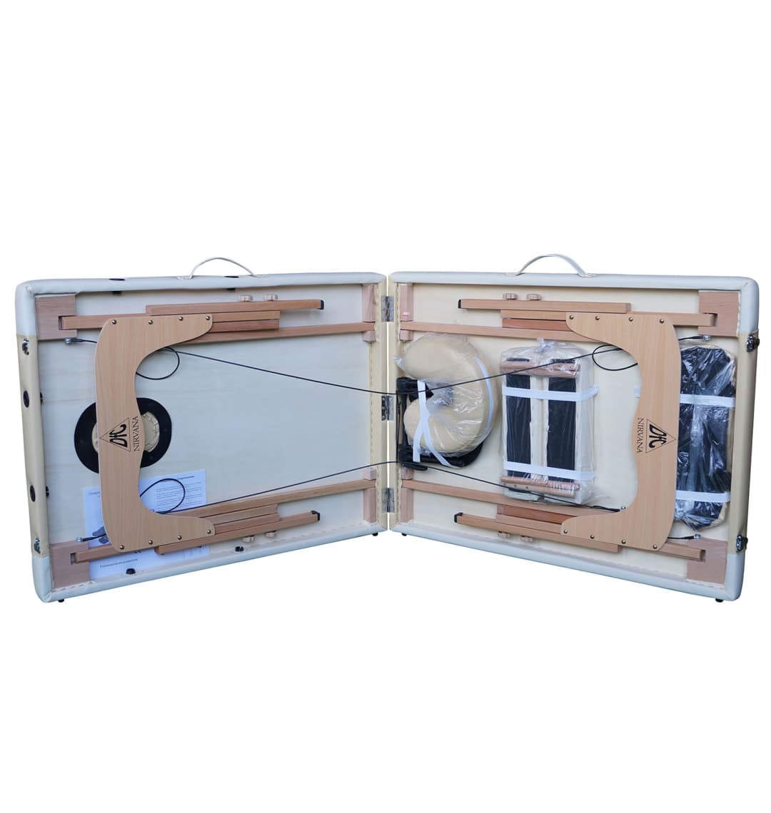 Массажный стол DFC NIRVANA, Relax, дерев. ножки, цвет бежевый + кремовый