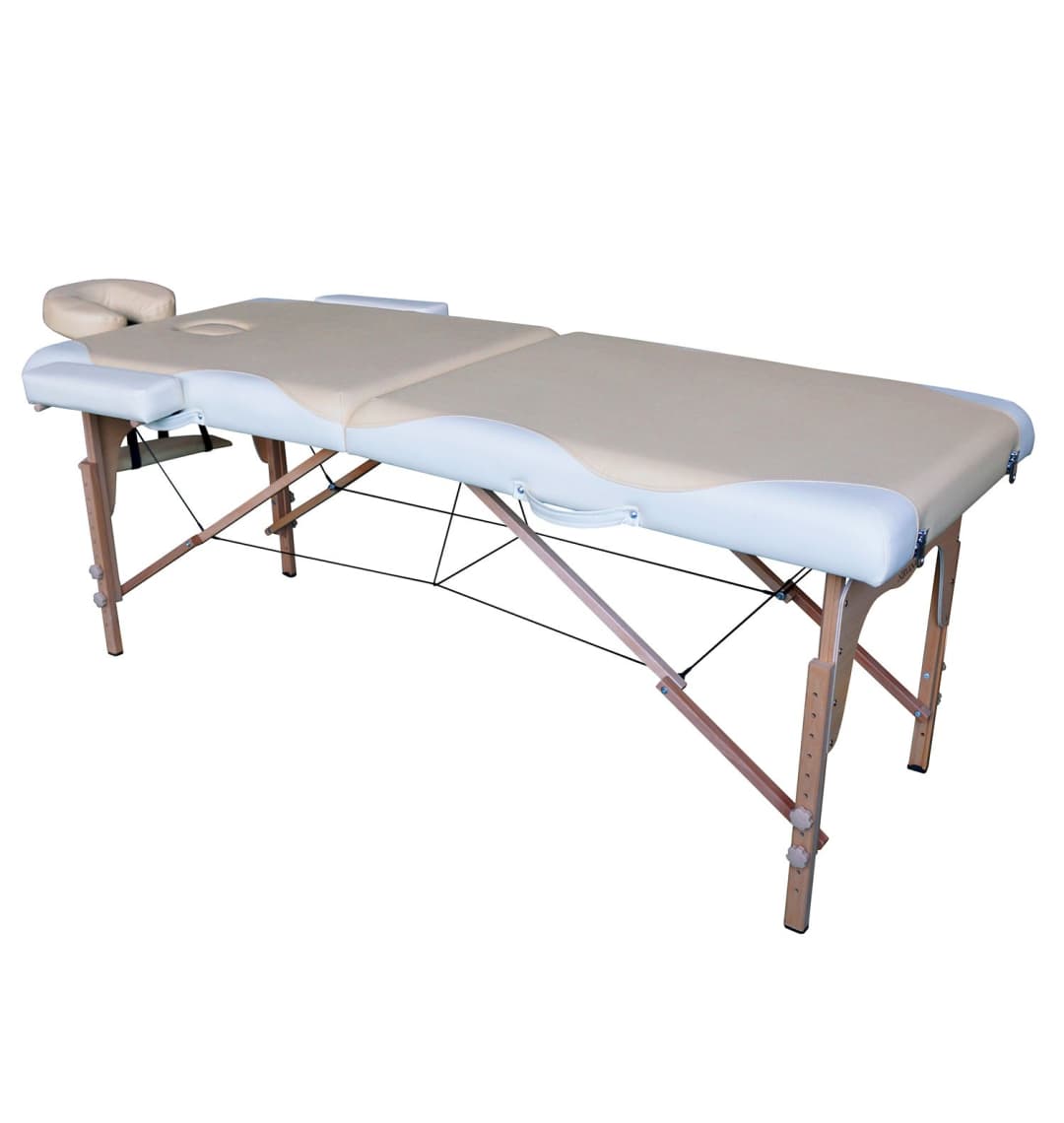 Массажный стол DFC NIRVANA, Relax, дерев. ножки, цвет бежевый + кремовый