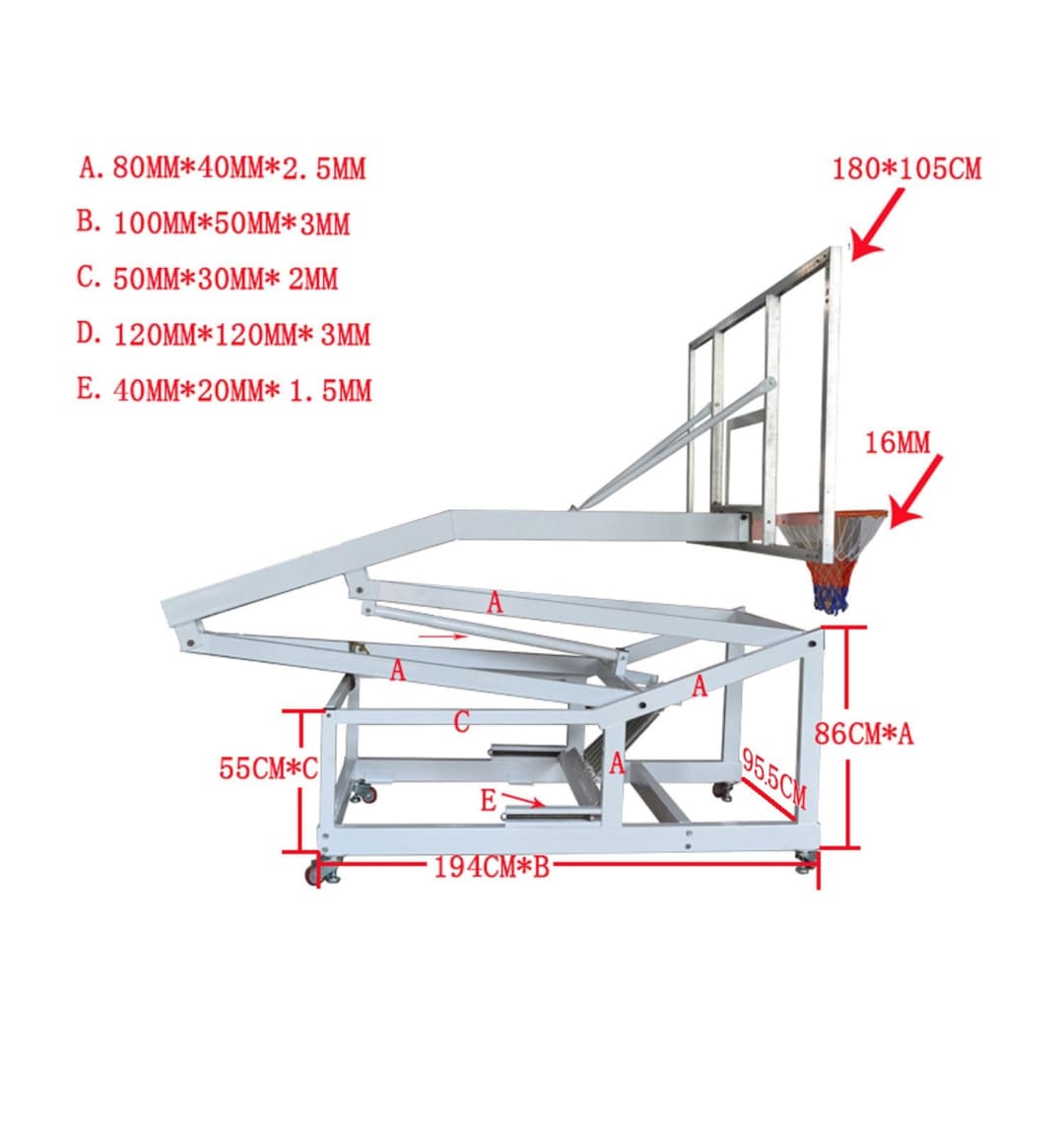 Баскетбольная мобильная стойка DFC STAND72G 180x105CM стекло (семь коробов)