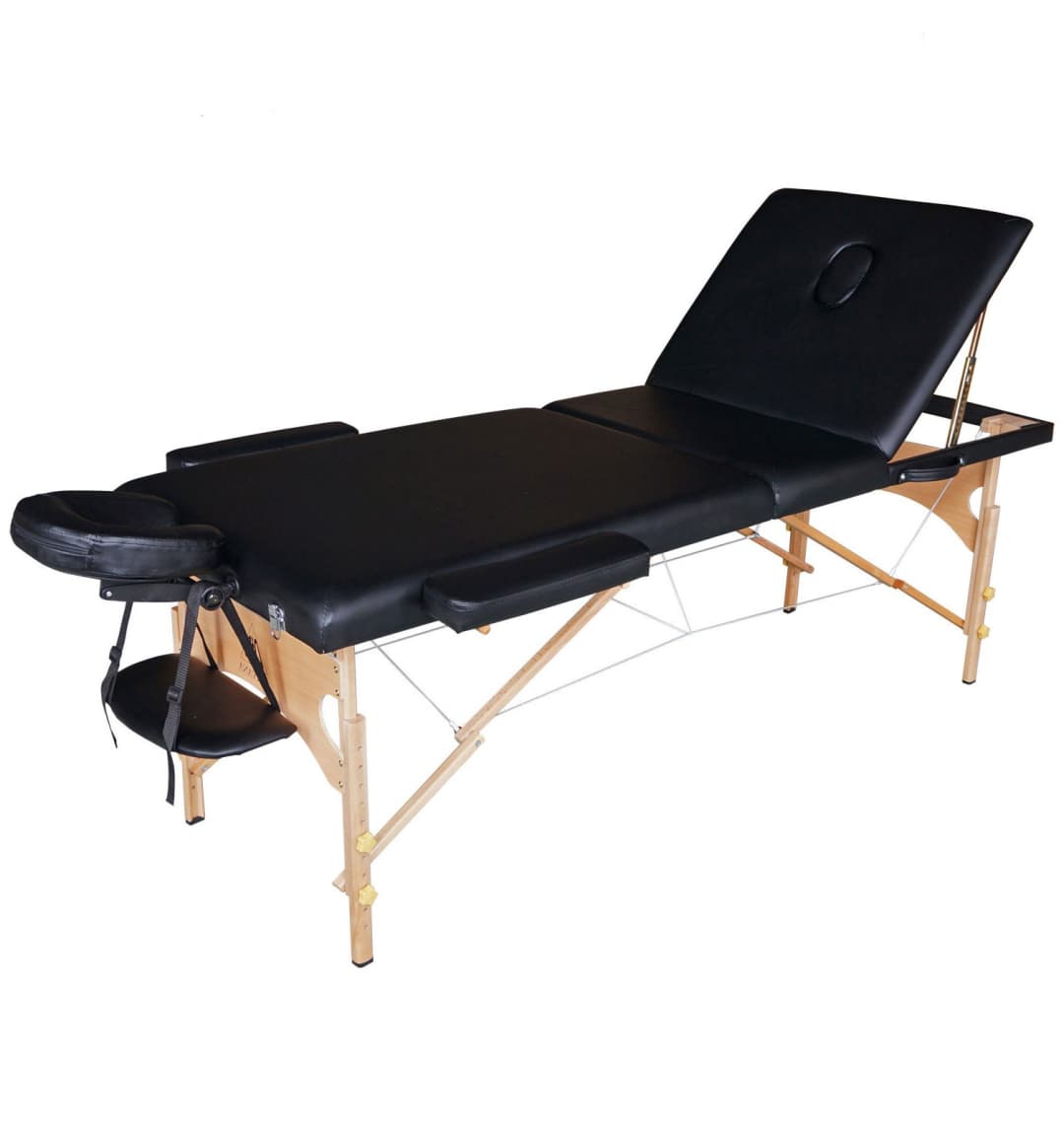 Массажный стол DFC NIRVANA, Relax Pro, дерев. ножки, цвет черный (Black)