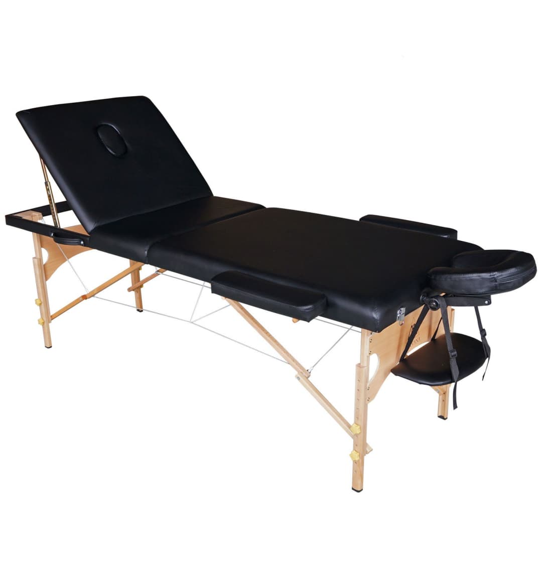 Массажный стол DFC NIRVANA, Relax Pro, дерев. ножки, цвет черный (Black)